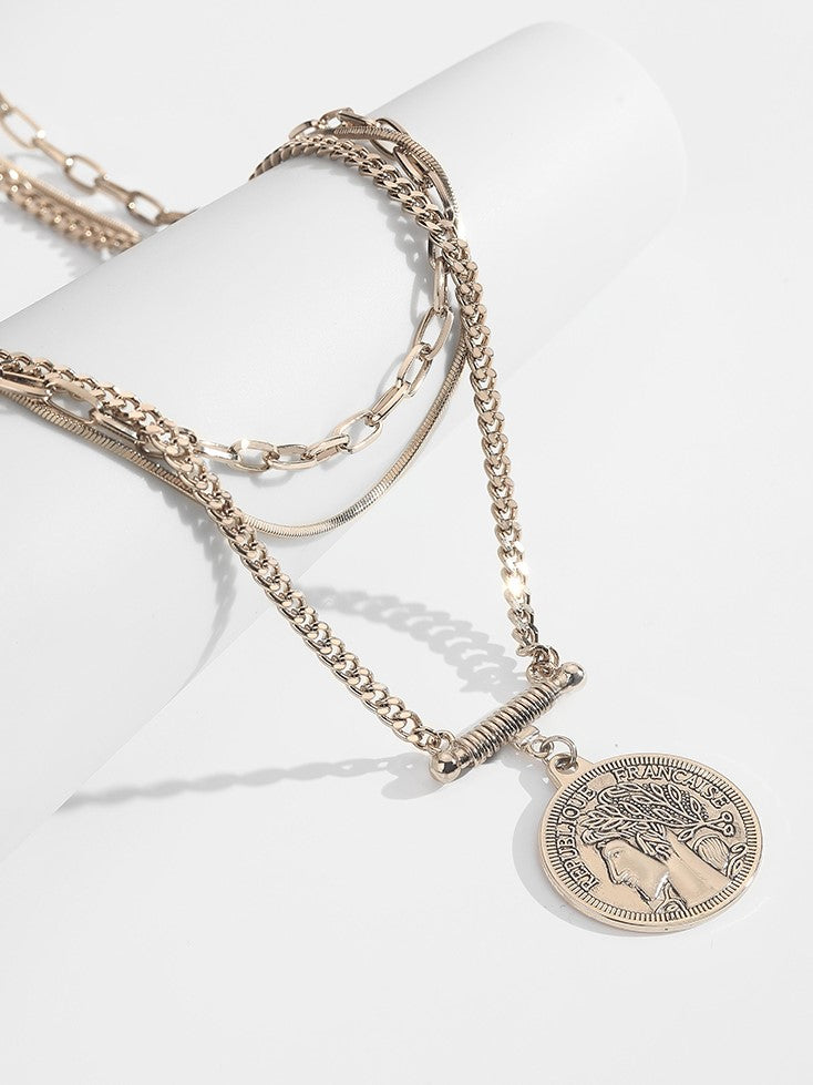 Coin Charm Layered Necklace