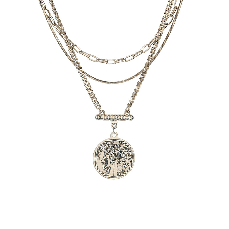 Coin Charm Layered Necklace