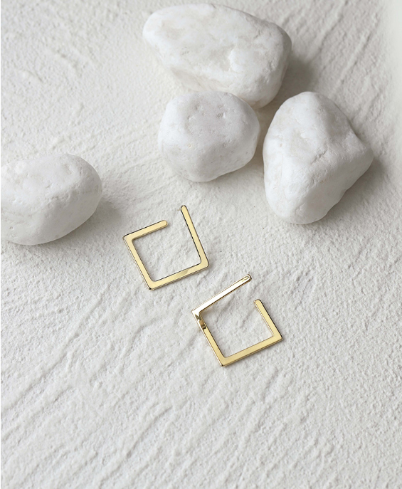 1pair Minimalist Square Earrings