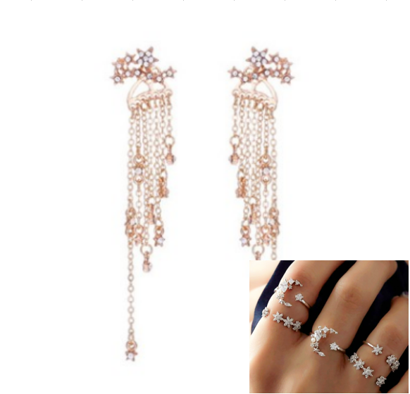 Shining Star Tassel Earrings Back Hanging Exquisite Earrings