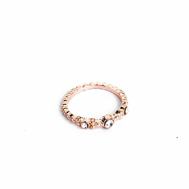 European And American Jewelry Rose Gold Stackable Diamonds Set Of Five Sets Of Rings BohemiaJ