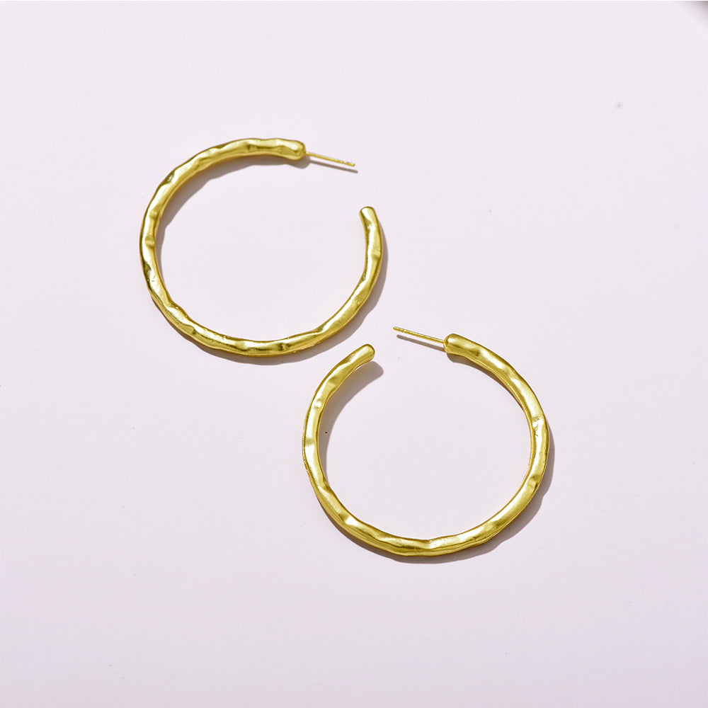 Plating Matt Gold Round Earring