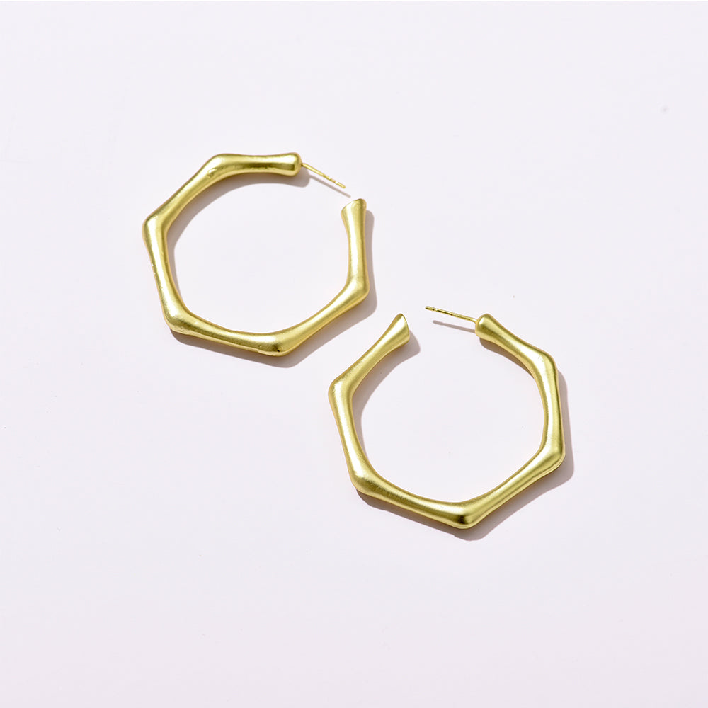 Plating Matt Gold Polygon Earring