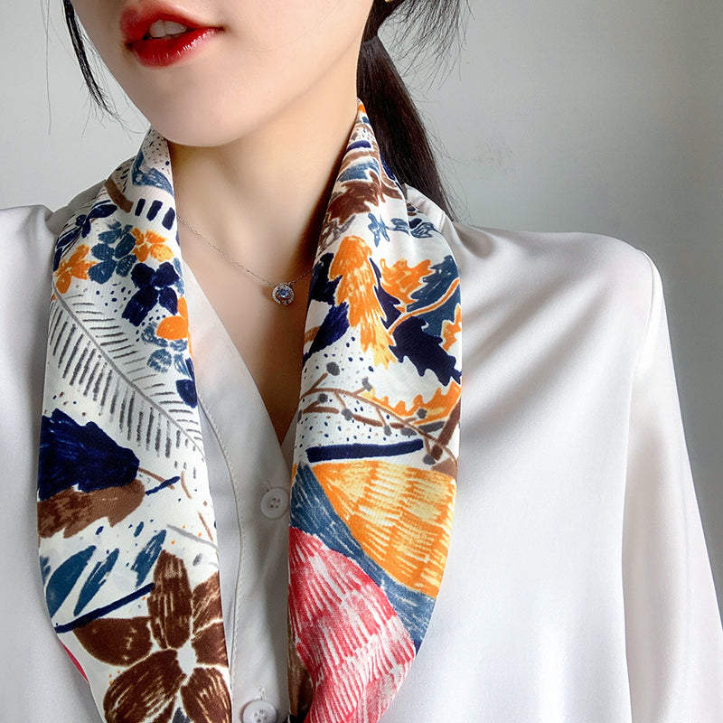 SG001Woman's silk scarves . wonderful gift  . neck tie , head tie band , handbag accessory ( very smooth material )