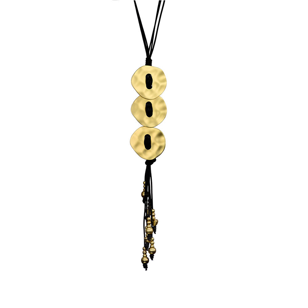 Necklace in leather and Zinc Alloy Coated with  Matt Gold