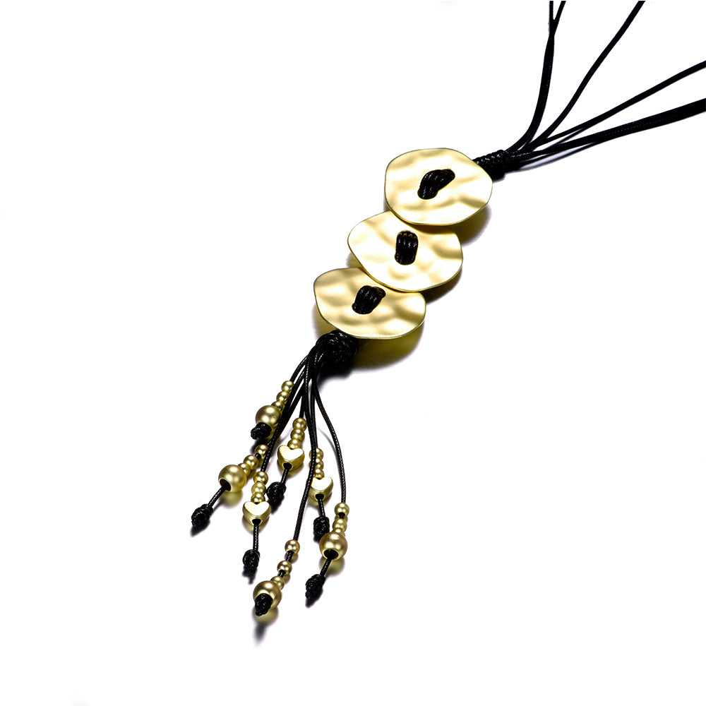 Necklace in leather and Zinc Alloy Coated with  Matt Gold