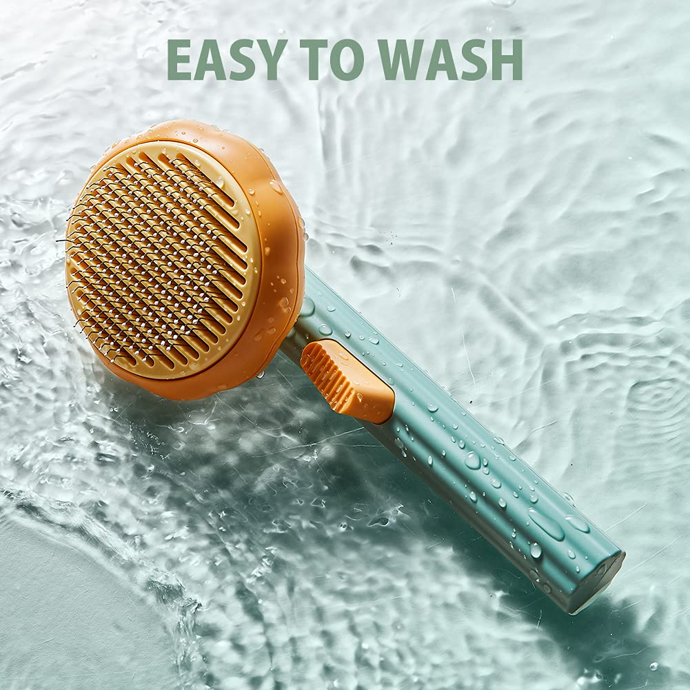 Pumpkin Pet Brush, Self-Cleaning Slicker Brush For Shedding Dog Cat Grooming Comb Removes Loose Underlayers And Tangled Hair