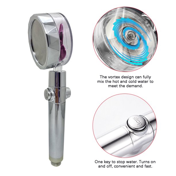 SHOWER HEAD WATER SAVING FLOW 360 DEGREES ROTATING WITH SMALL FAN ABS RAIN HIGH PRESSURE SPRAY NOZZLE ACCESSORIES FOR BATHROOM